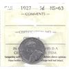 Image 1 : 5-cent 1927 ICCS Certified MS63