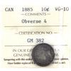Image 1 : 10-cent 1885 Obverse 4 ICCS Certified VG10