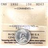 Image 1 : 10-cent 1932 ICCS Certified MS63.