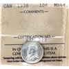 Image 1 : 10-cent 1936 ICCS Certified MS64
