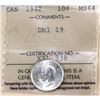 Image 1 : 10-cent 1942 Double 19 ICCS Certified MS64. Lustrous blast white example of this variety