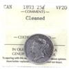 Image 1 : 25-cent 1893 ICCS Certified VF20, Cleaned. *Key Date*