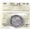 Image 1 : 25-cent 1915 ICCS Certified VF30. *Key Date*
