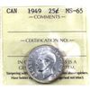 Image 1 : 25-cent 1949 ICCS Certified MS65. Gold Hues Around Rims