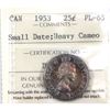 Image 1 : 25-cent 1953 Small Date ICCS Certified PL65 Heavy Cameo. Beautiful Toning in Hues of Amber and Gold