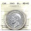 Image 1 : Silver $1 1945 ICCS Certified MS60