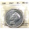 Image 1 : Silver $1 1947 Blunt 7 ICCS Certified MS60