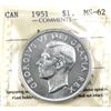 Image 1 : Silver $1 1951 Arnprior ICCS Certified MS62