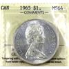 Image 1 : Silver $1 1965 Type V (Medium Bds Ptd 5) ICCS Certified MS64