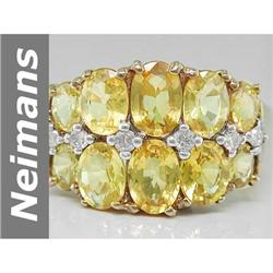 $14.23 ct Yellow Sapphire & Diamond Ring 14kt Gold