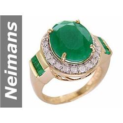 Bold 8.31 ct Emerald & Diamond Gents Ring 14kt Gold