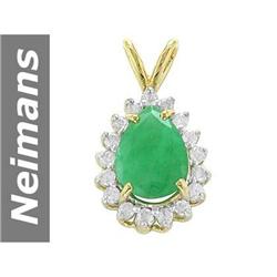 2.09 ct Emerald & Diamond Pendant 14kt Gold