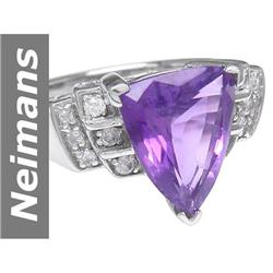 4.20 ct Amethyst & Diamond Ring 14kt Gold