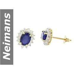 2.29 ct Sapphire & Diamond Earrings 14kt Gold