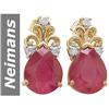 Image 1 : 5.73 ct Ruby & Diamond Earrings 14kt Gold