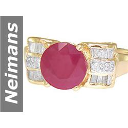 3.25 ct Ruby & Diamond Ring 14kt Gold