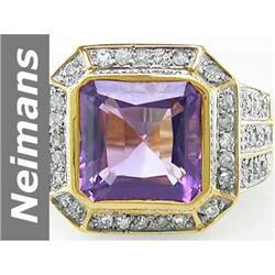 Outstanding! 7.25 ct Amethyst & Diamond Ring 14kt Gold