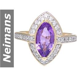 2.75 ct Amethyst & White Sapphire Ring 14kt Gold