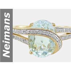 3.67 ct Aquamarine & Diamond Ring 14kt Gold