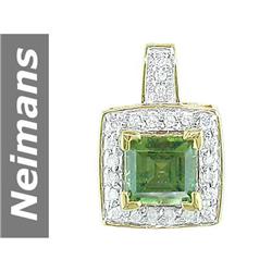 1.25 ct Green Tourmaline & Diamond Pendant 14kt Gold