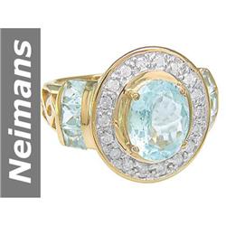 3.30 ct Aquamarine & Diamond Ring 14kt Gold