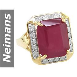 11.25 ct Ruby & Diamond Gents Ring 14kt Gold