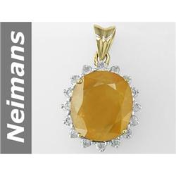 5.50 ct Yellow Sapphire & Diamond Pendant 14kt Gold