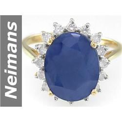 6.40 ct Sapphire & Diamond Ring 14kt Gold