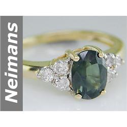 Hot 1.75 ct Green Sapphire & Diamond Ring 14kt Gold