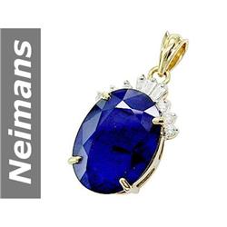 20.39 ct Sapphire & Diamond Pendant 14kt Gold