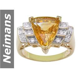 4.20 ct Citrine & Diamond Ring 14kt Gold