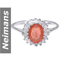 1.85 ct Orange Sapphire & Diamond Ring 14kt Gold