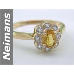 .75 ct Yellow Sapphire & Diamond Ring 14kt Gold