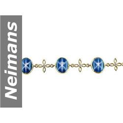 31.24 ct Star Sapphire & Diamond Bracelet 14kt Gold