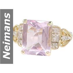 6.00 ct Rose Pink Amethyst & Diamond Ring 14kt Gold