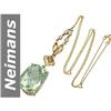 Image 1 : 20.43 ct Green Amethyst & Diamond Necklace 14kt Gold