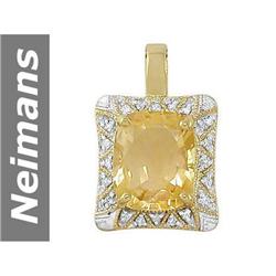 Stunning 6.25 ct Citrine & Diamond Pendant 14kt Gold