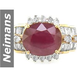 7.25 ct Ruby & Diamond Ring 14kt Gold