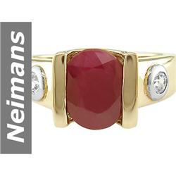 Stunning 3.75 ct Ruby & White Sapphire Ring 14kt Gold