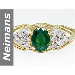 1.25 ct Green Tourmaline & Diamond Ring 14kt Gold