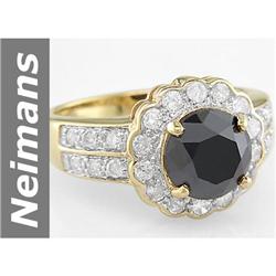 2.93 ct Black & White Diamond Ring 14kt Gold !