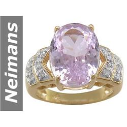 10.25 ct Pink Kunzite & Diamond Ring 14kt Gold