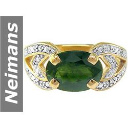 3.06 ct Green Tourmaline & Diamond Ring 14kt Gold
