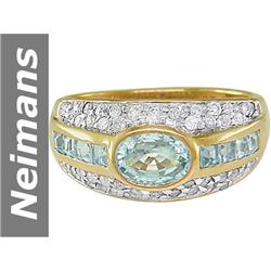 1.65 ct Aquamarine & Diamond Ring 14kt Gold