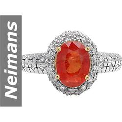 1.90 ct Orange Sapphire & Diamond Ring 14kt Gold
