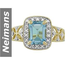 2.09 ct Blue Topaz & Diamond Ring 14kt Gold