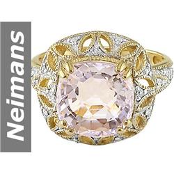 4.00 ct Rose Pink Amethyst & Diamond Ring 14kt Gold