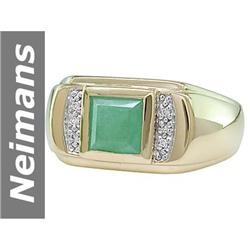 2.75 ct Emerald & Diamond Gents Ring 14kt Gold