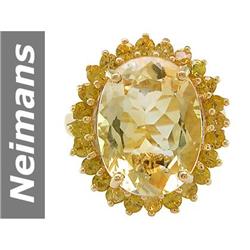 11.25 ct Citrine & Yellow Sapphire Ring 14kt Gold