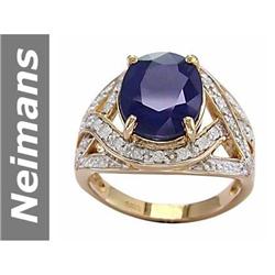 AUTHENTIC 6.25 ct Sapphire & Diamond Ring 14kt Gold